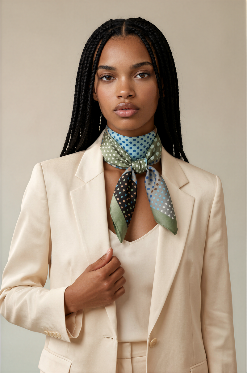 H3040 Green Polk-a-dot Scarf
