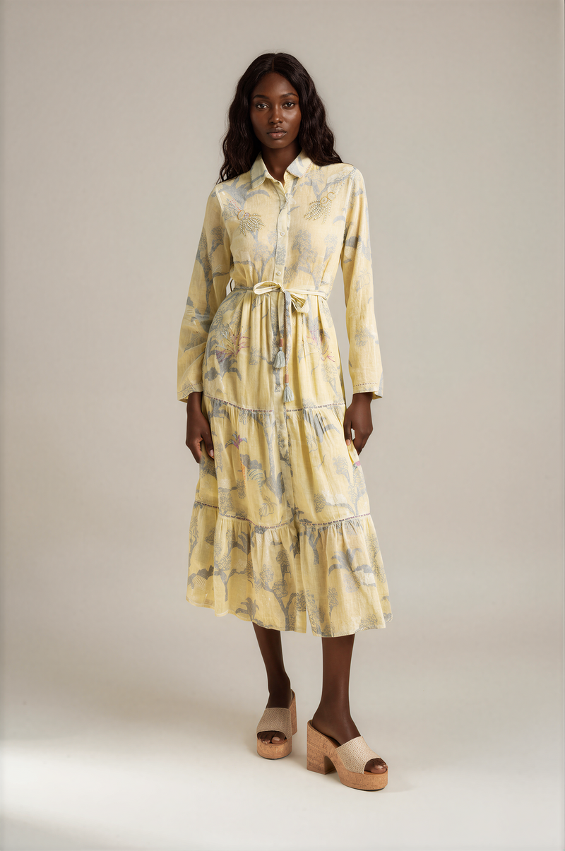 H3081 Yellow Floral Midi