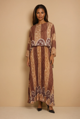 GG2095 Brown Print Flowy Top