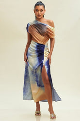 DD7009 Tie Dye Off Shoulder Dress