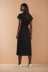 GG2103 Black Gold Button Down Midi