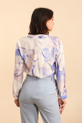 GG1096 Blue Ink Print Blouse
