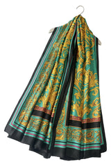 EE207 Floral Border Print Silk Scarf