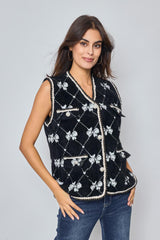 GG1040 Knitted Bow Detail Vest