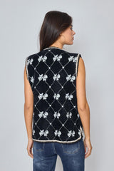 GG1040 Knitted Bow Detail Vest
