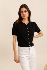 GG1041 Black Short Sleeve Cardigan
