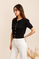 GG1041 Black Short Sleeve Cardigan