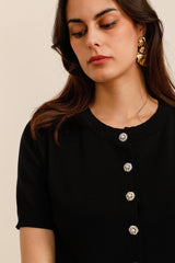 GG1041 Black Short Sleeve Cardigan