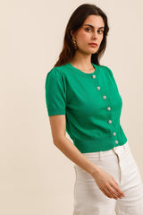 GG1042 Green Short Sleeve Cardigan