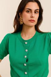 GG1042 Green Short Sleeve Cardigan