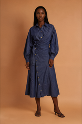 H2029 Jean Long Sleeve Wrap Maxi