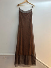 GG1009 Maroon Mesh Maxi Dress