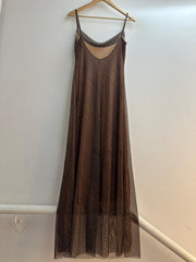 GG1009 Maroon Mesh Maxi Dress