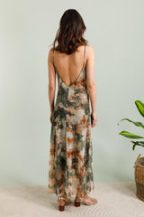 GG1011 Khaki Floral Mesh Maxi