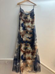 GG1012 Navy Blue Floral Maxi Dress
