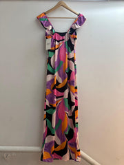 GG1014 Black Leaf Print Midi