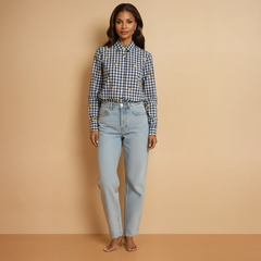 GG2004 Blue Lemon Checkered Blouse
