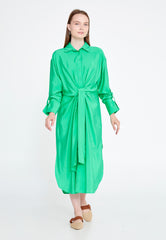 DD8023 Green Tie-Front Shirt Dress