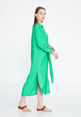 DD8023 Green Tie-Front Shirt Dress