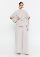 DD8013 Stone High Neckline Top