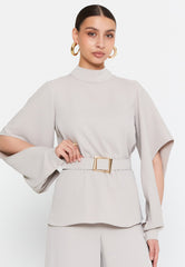 DD8013 Stone High Neckline Top