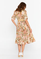 DD8024 Mustard Pink Floral Midi