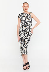 DD8028 BW Swirl Midi Dress