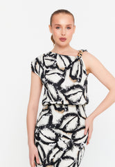 DD8028 BW Swirl Midi Dress