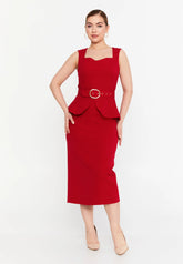 GG3011 Red Peplum Official Dress