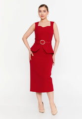 GG3011 Red Peplum Official Dress