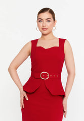 GG3011 Red Peplum Official Dress