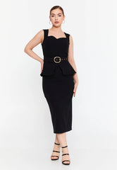 GG3010 Black Peplum Official Dress