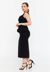 GG3010 Black Peplum Official Dress