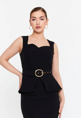 GG3010 Black Peplum Official Dress