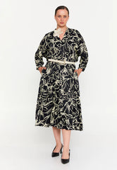 GG3044 BW Floral Midi Dress