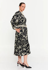 GG3044 BW Floral Midi Dress