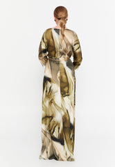 DD8001 Khaki Swirl Maxi Dress