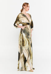 DD8001 Khaki Swirl Maxi Dress