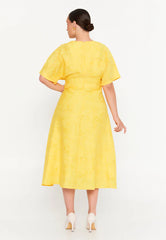 GG3045 Yellow Floral Print Official Dress