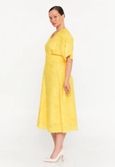 GG3045 Yellow Floral Print Official Dress