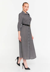 GG3008 Black Geo Print Official Dress