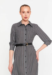 GG3008 Black Geo Print Official Dress