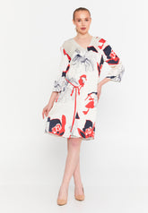 DD8029 Coral Beige Floral Knee Length Dress