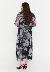 DD8018 Black and White Floral Chiffon