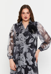 DD8018 Black and White Floral Chiffon