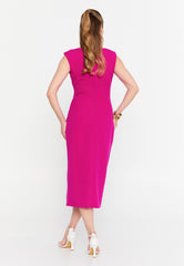 DD8030 Fuchsia Gold Detail Waist Midi