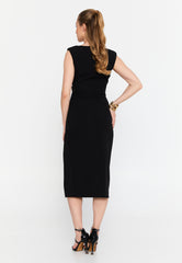 DD8008 Black Gold Detail Midi