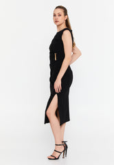 DD8008 Black Gold Detail Midi