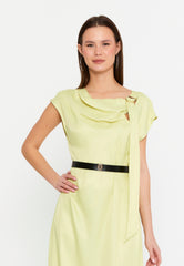 DD8027 Yellow Satin Midi