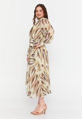 DD8019 Yellow Mink Chiffon Dress